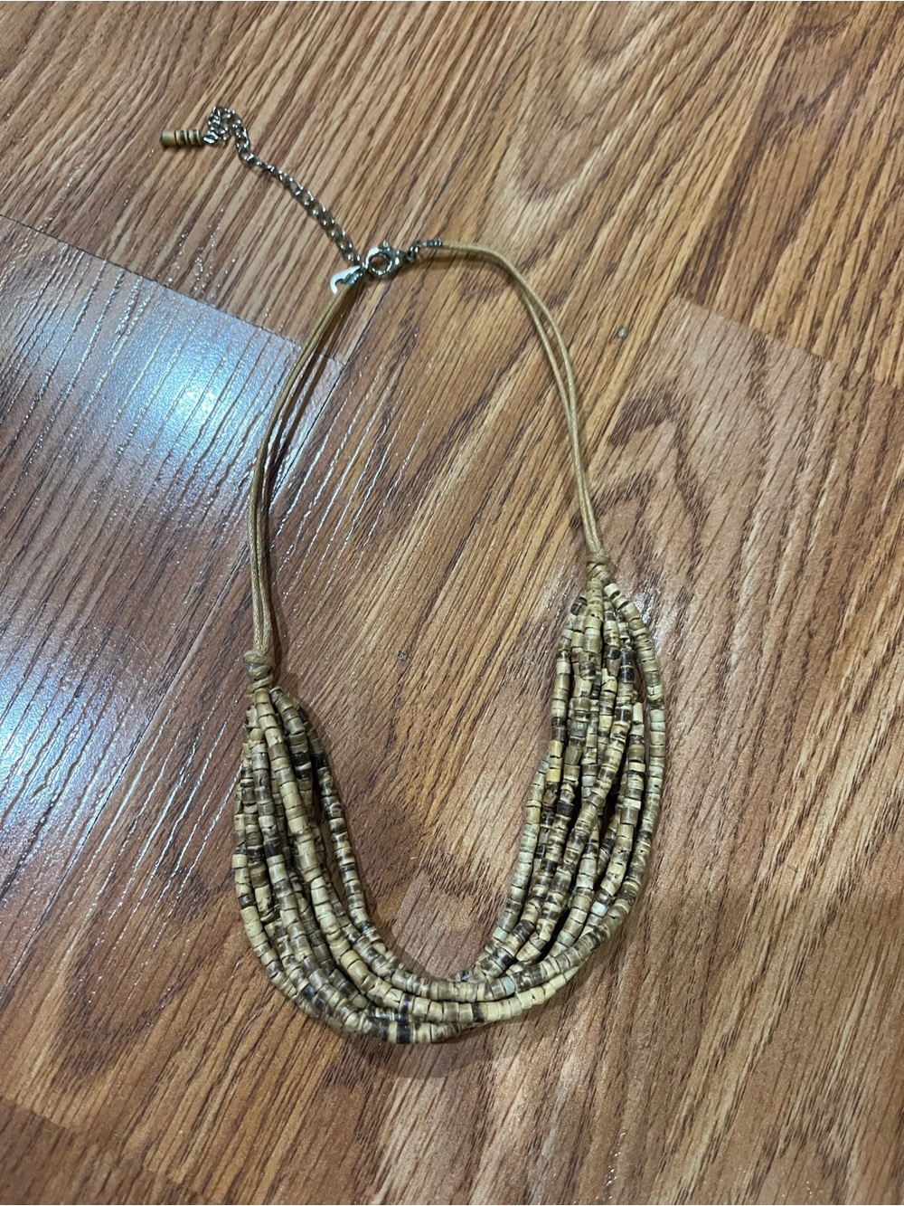 Multi-Strand Natural Brown Beaded Necklace - Unbranded